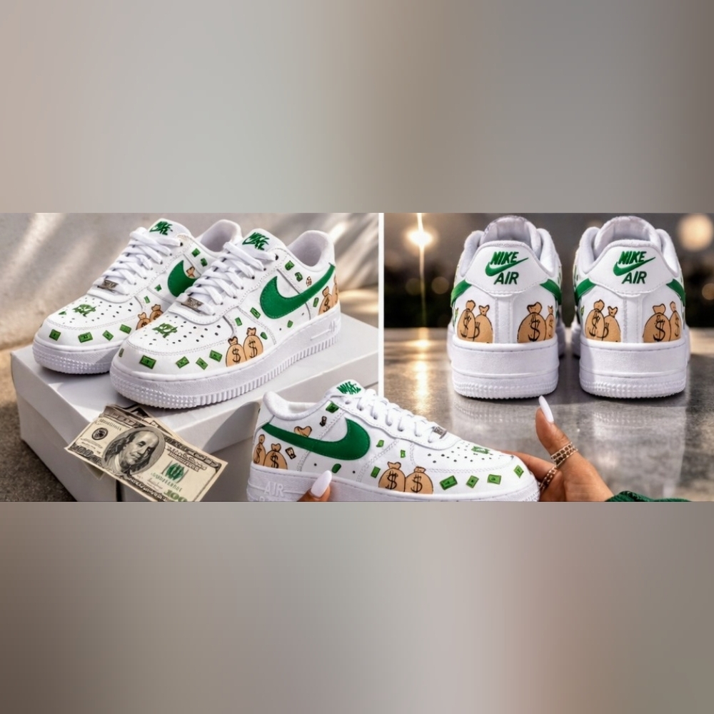 Nike Air Force 1 '07 Custom “Money Stacks” – Hand Painted – Limited Edition - Picture 2 of 7